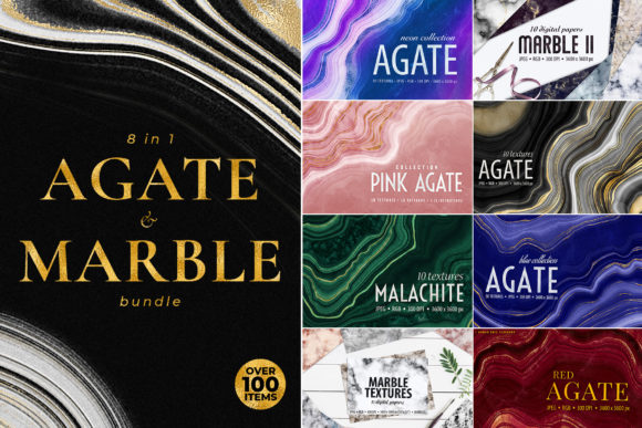 Agate, Marble and Gold Textures Bundle: Unlock Over 100 Luxe Designs