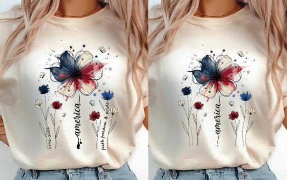 Boho Floral USA 250 T-shirt Design 2 PNG: A Creative Asset for Makers