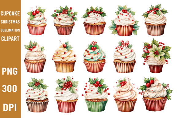 Cupcake Christmas Sublimation Clipart: Sweet Holiday Designs