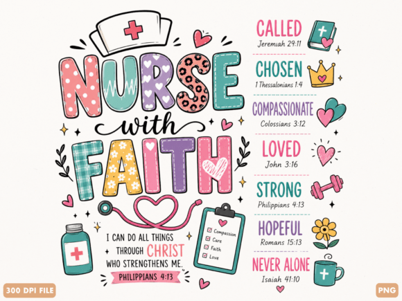 Nurse Faith Christian Nurse PNG Design: A Design Asset for Meaningful Projects