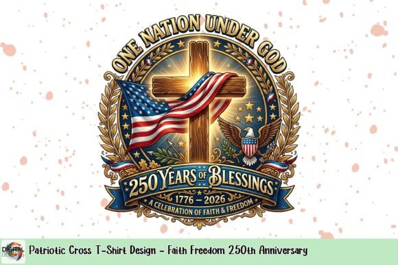 Patriotic Cross T-Shirt Design: Faith & Freedom for the 250th
