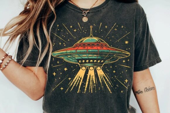 Retro UFO Flying Saucer Sci-Fi Design for Your Next Project