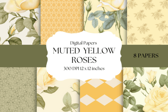 Soft and Sophisticated: Muted Yellow Roses Digital Papers